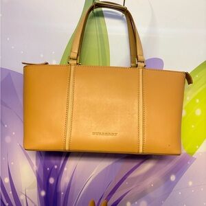 Burberry Tan Leather Top-Handle Tote